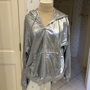 Michael Lauren silver metallic hoodie-size L
